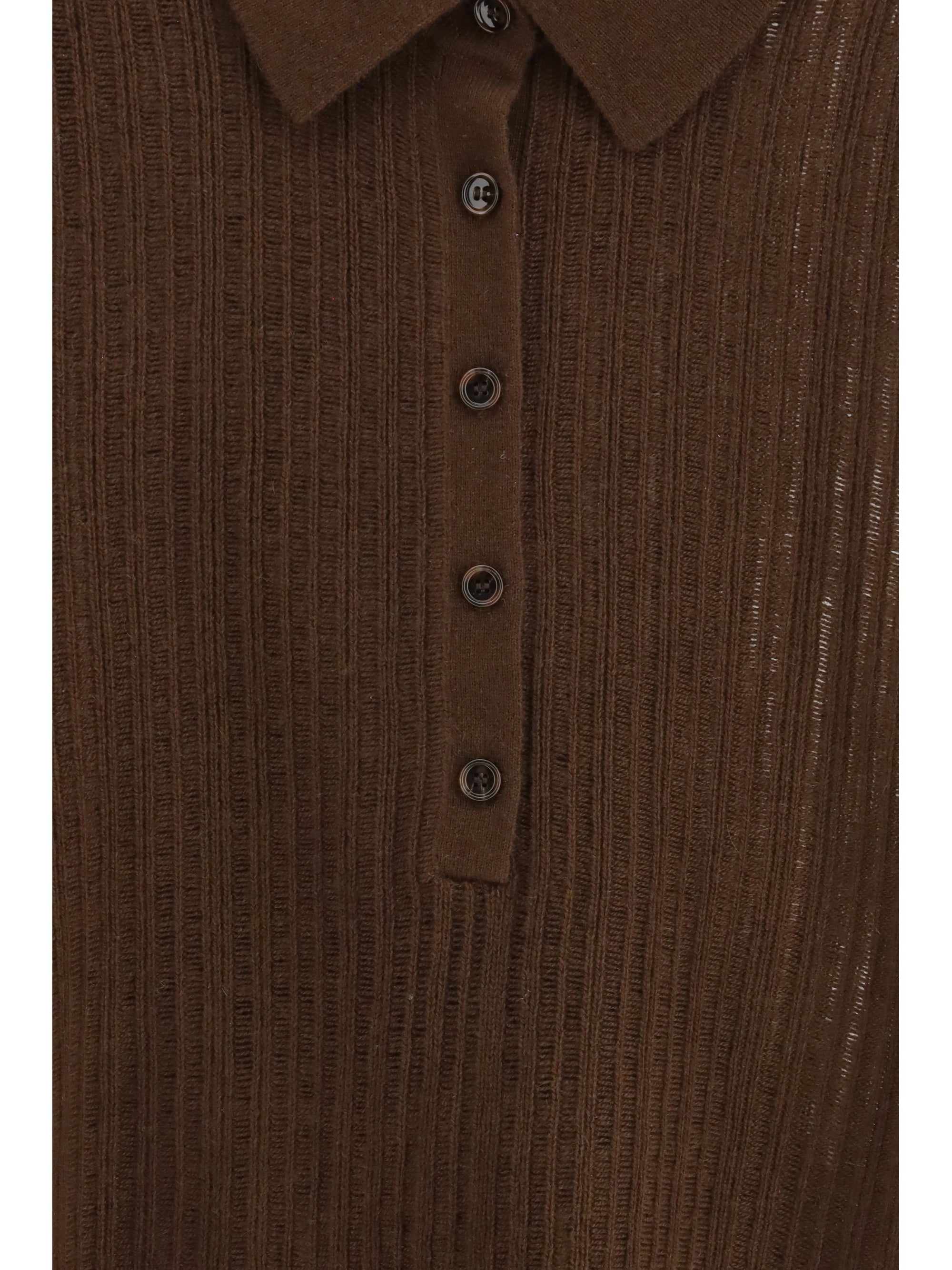 ALLUDE L polo-neck short-sleeve sweater