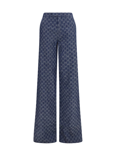 gg cotton jacquard denim pants