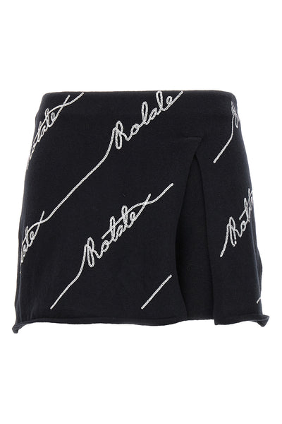 sequin logo mini cotton blend knit skort