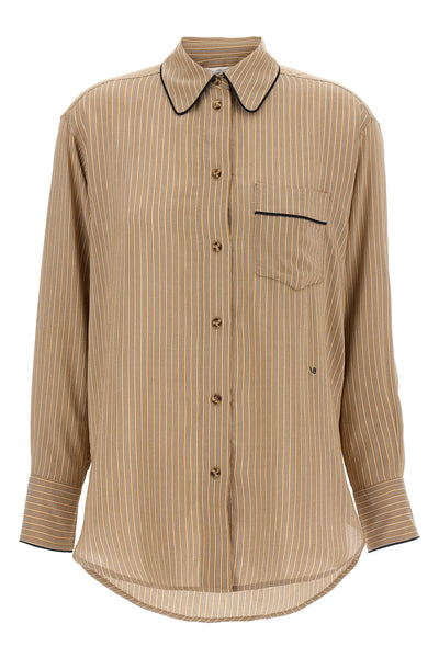 piping detail pyjama striped viscose and silk blend shirt
