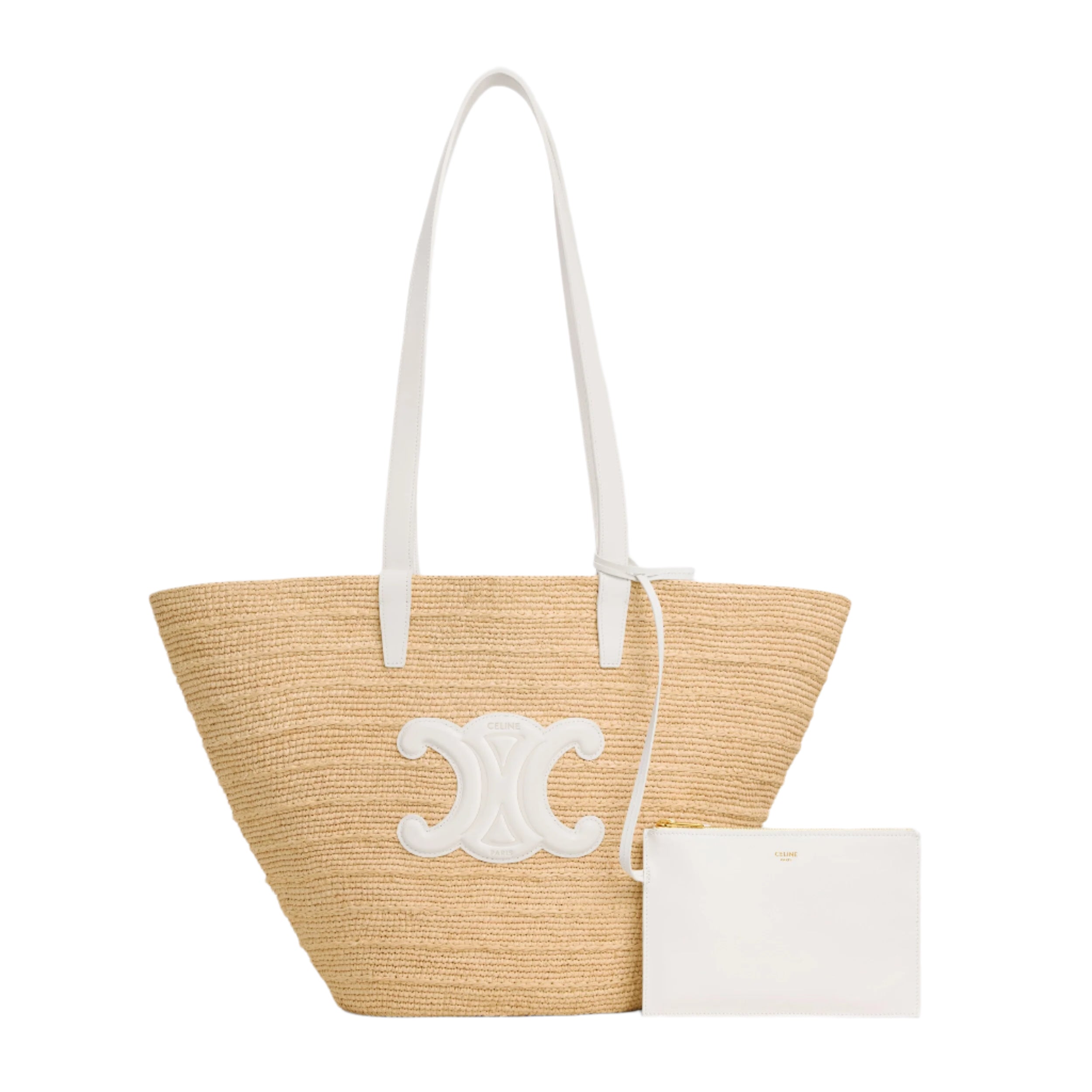 中号 Triomphe Panier 拉菲草手提包