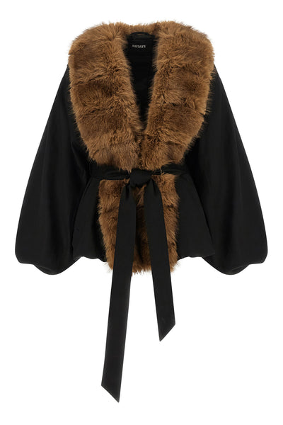 the rotate birger christensen faux fur collar jacket defines new volumes through