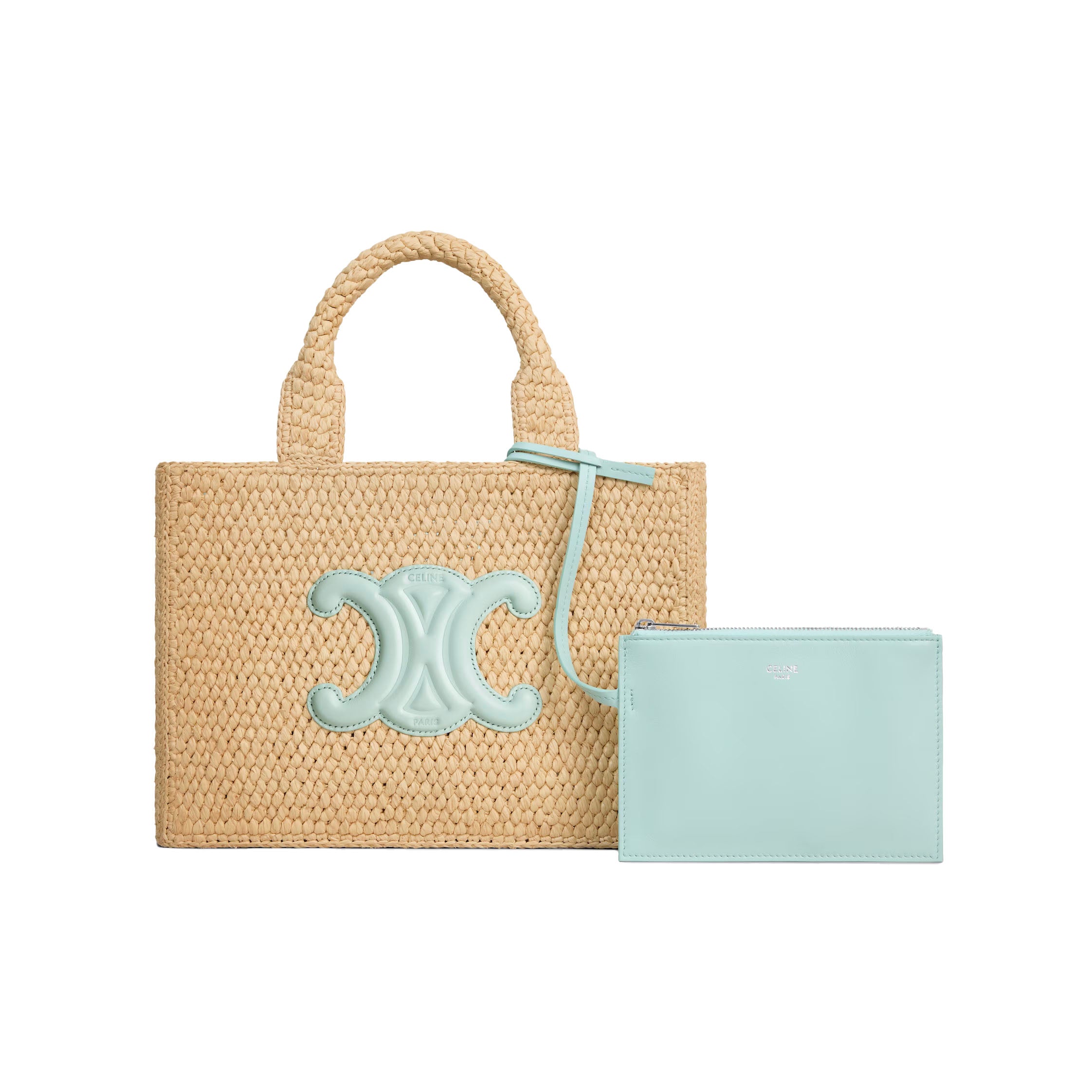 CELINE Small Cabas Thais Raffia Shoulder Bag – Beige