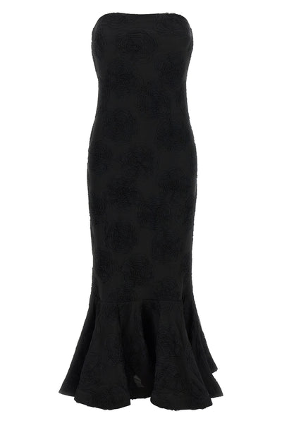 birger christensens flower mesh flounce dress rotate defines a mermaid silhou