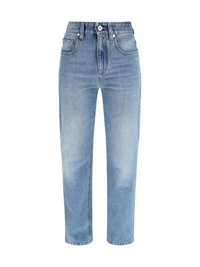 retro denim pants with monili
