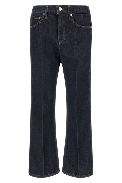 the clara khaite jeans redefine everyday denim through a precise flared crop s