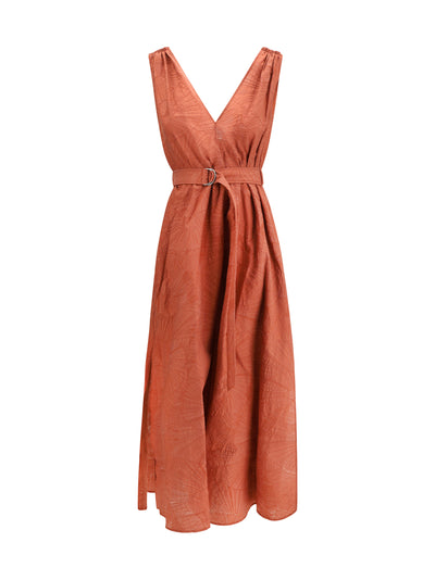 midi dress with floral motif
