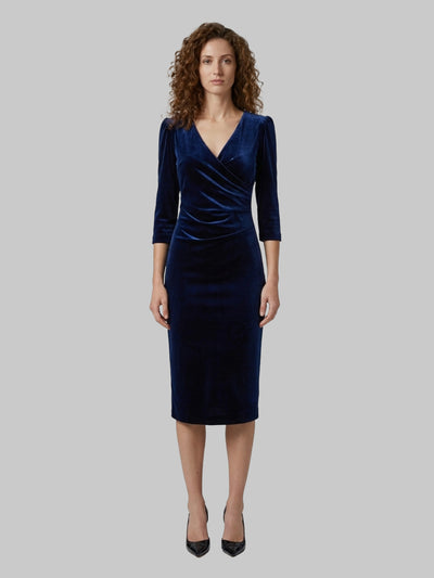 blue velvet midi dress