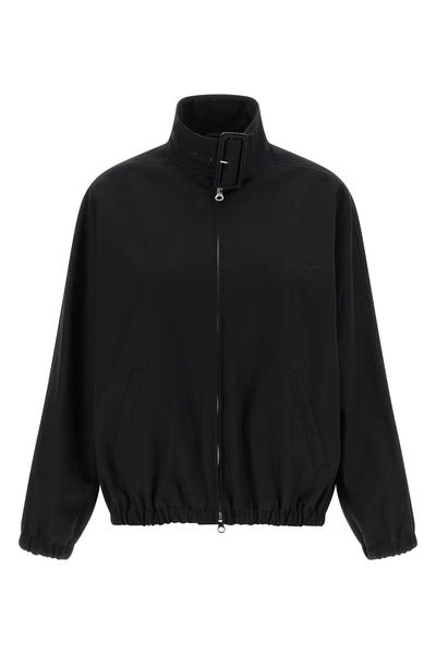buckle zipped bomber cotton canvas jacket