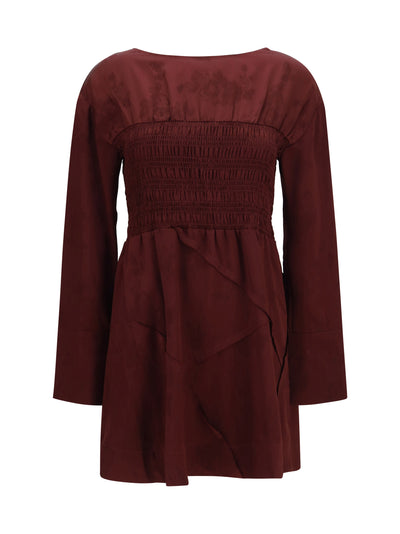 long-sleeve satin mini dress
