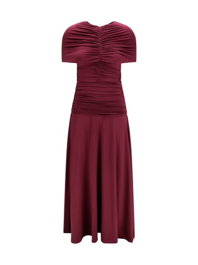 ruched midi dress in jersey