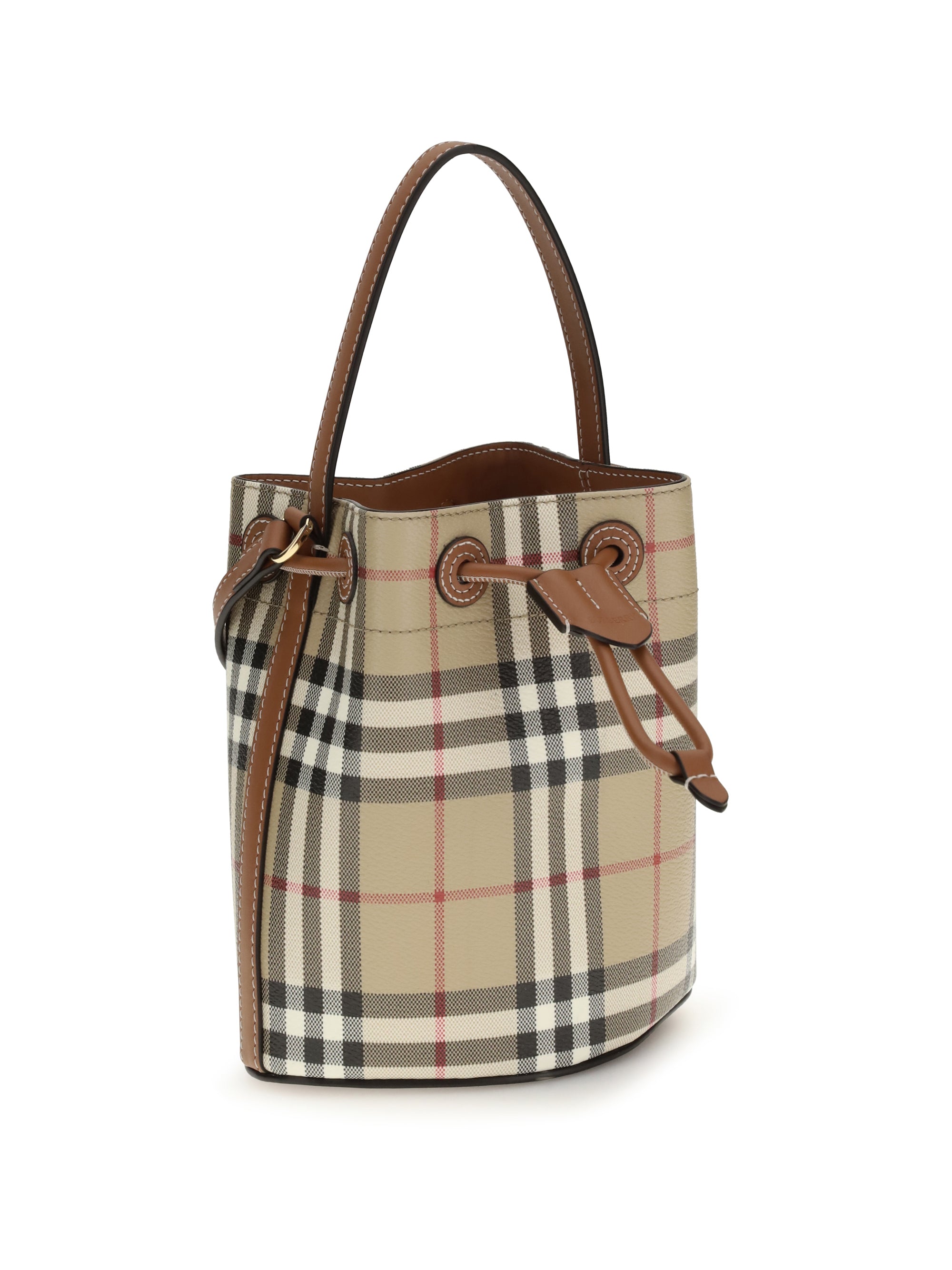 BURBERRY OS check mini bucket bag