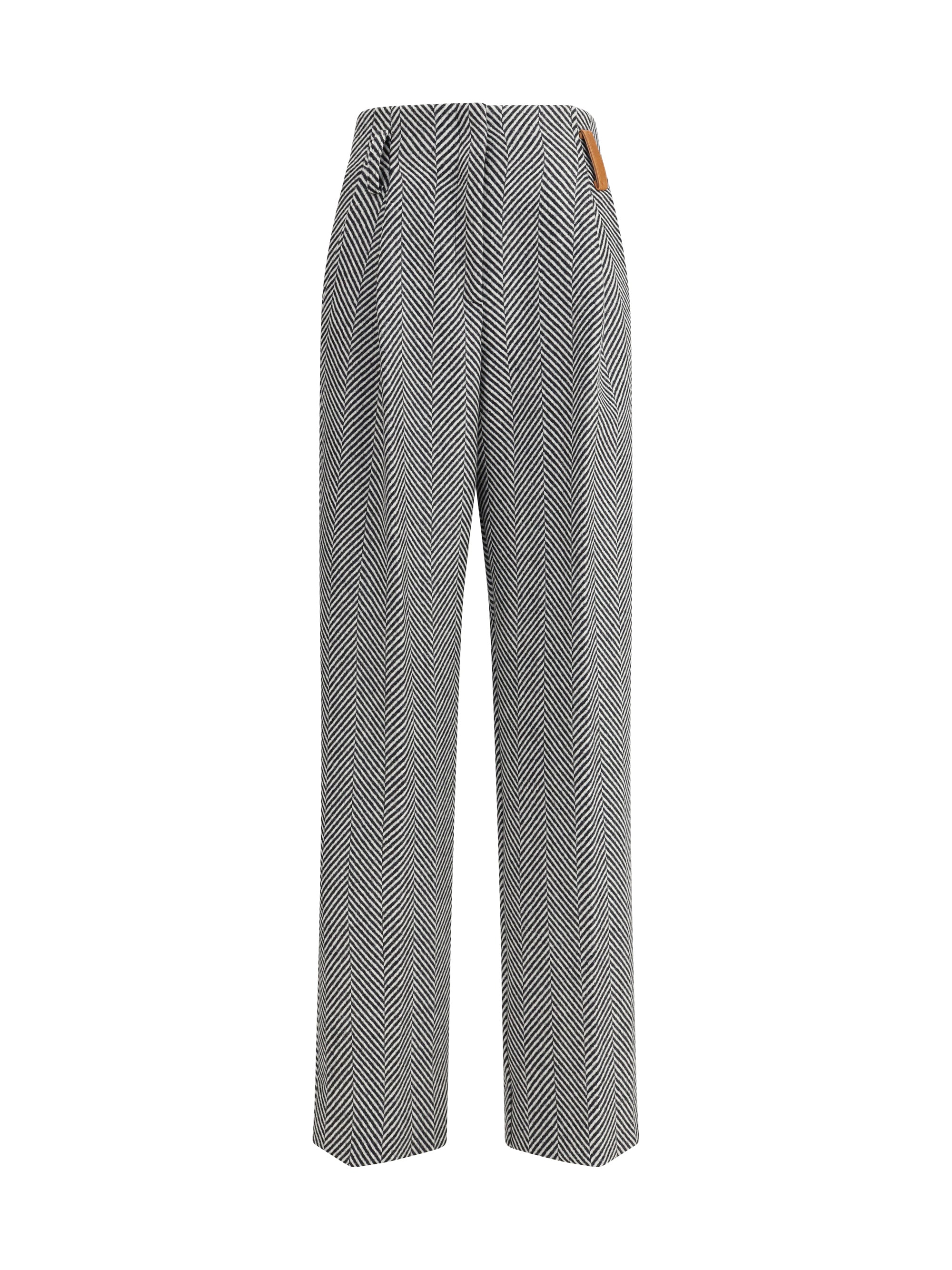 FORTE_FORTE II high-waisted wool trousers with chevron pattern