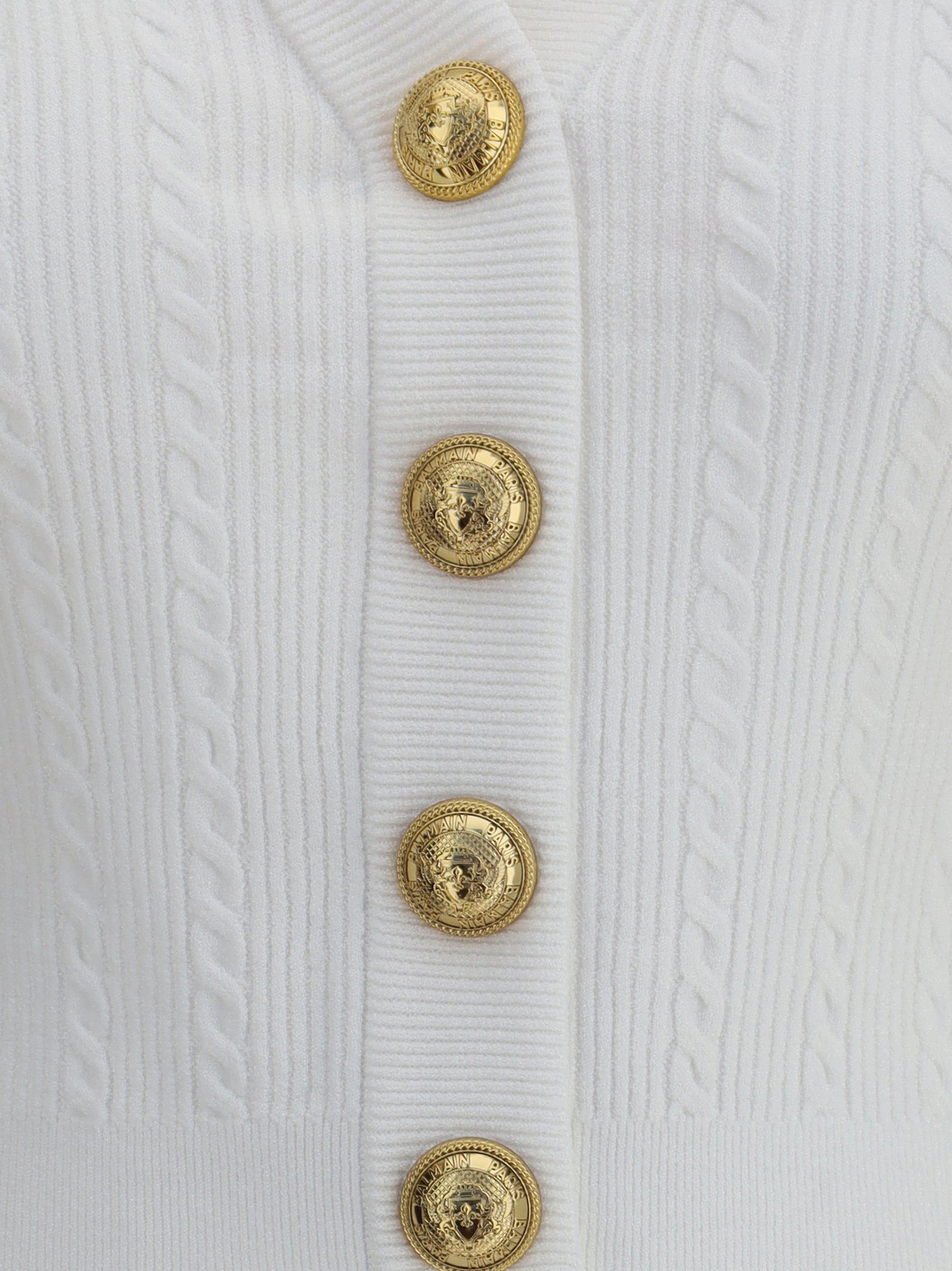 BALMAIN 36 ribbed and braided cardigan