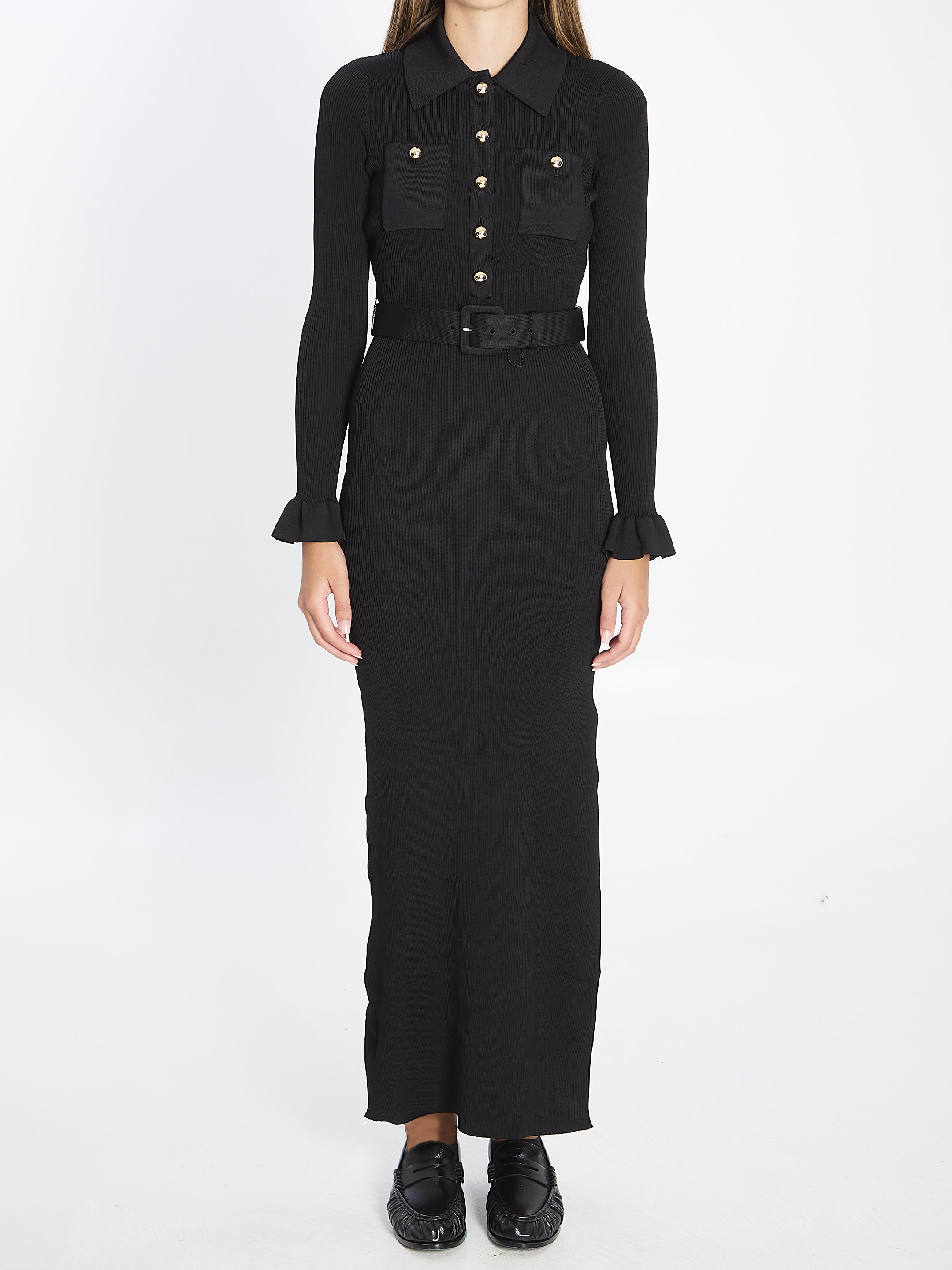 SELF PORTRAIT M ribbed maxi dress