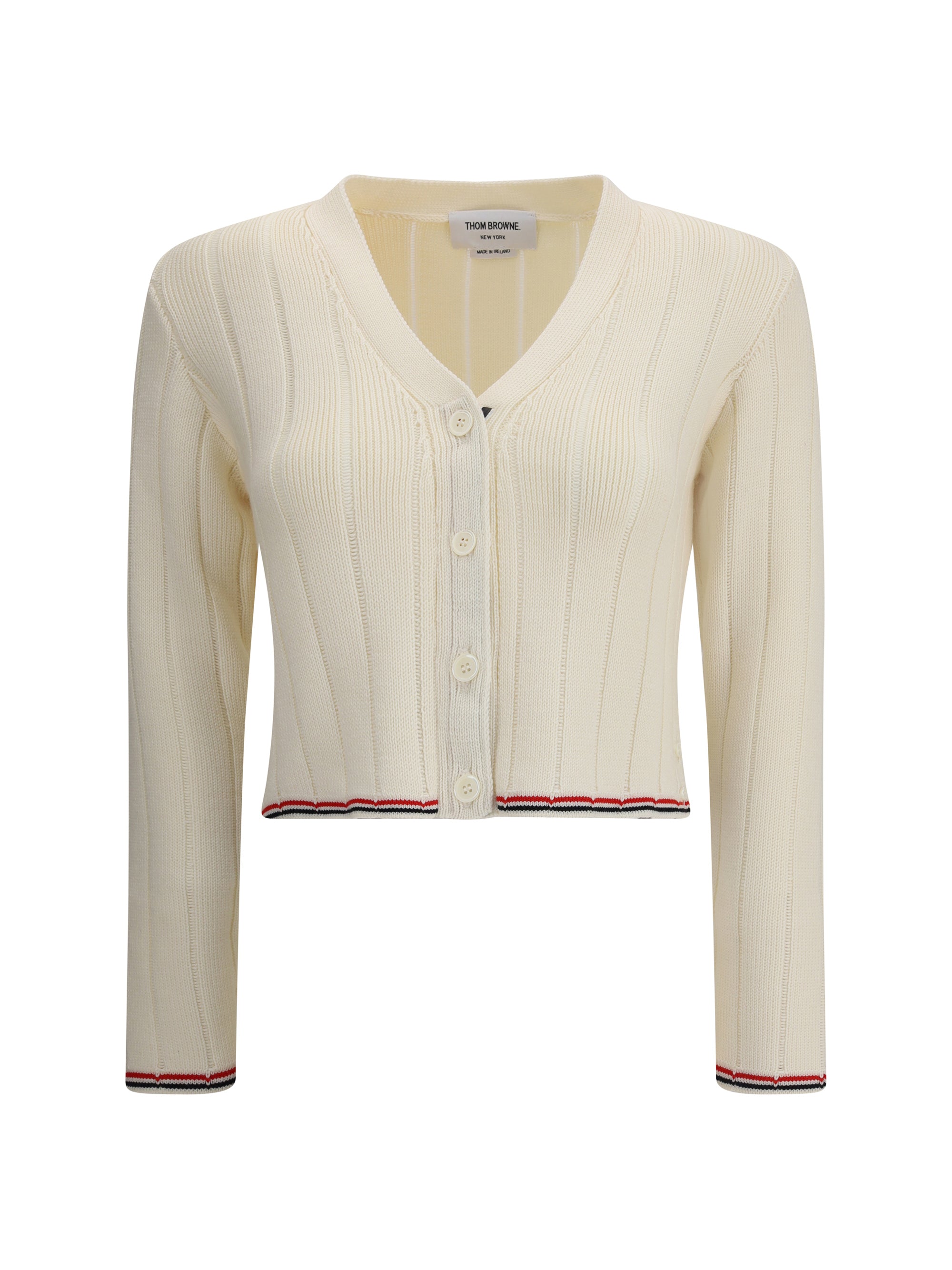 THOM BROWNE 38 ladder full needle rib stitch v neck car