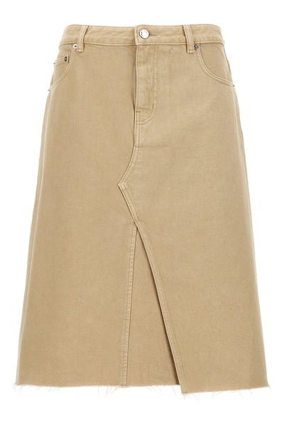 deconstructed midi cotton denim skirt