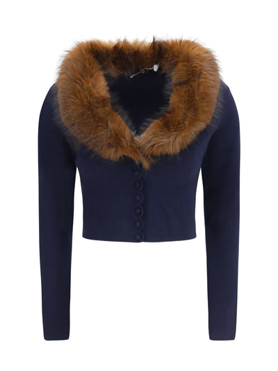 knit and faux fur cardigan