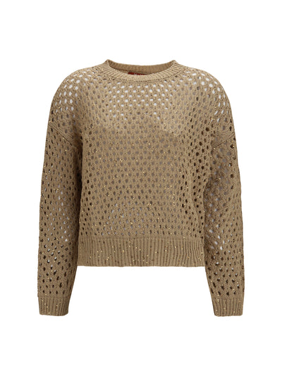 open knit cotton sweater with sequins