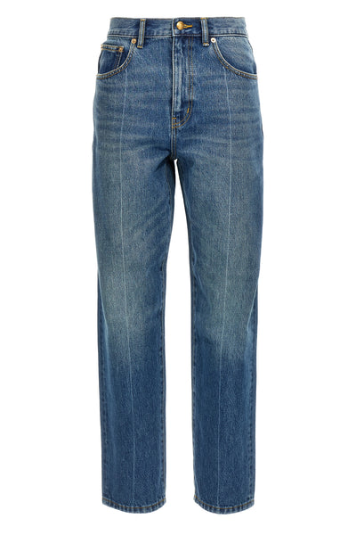 high-waisted cotton denim jeans