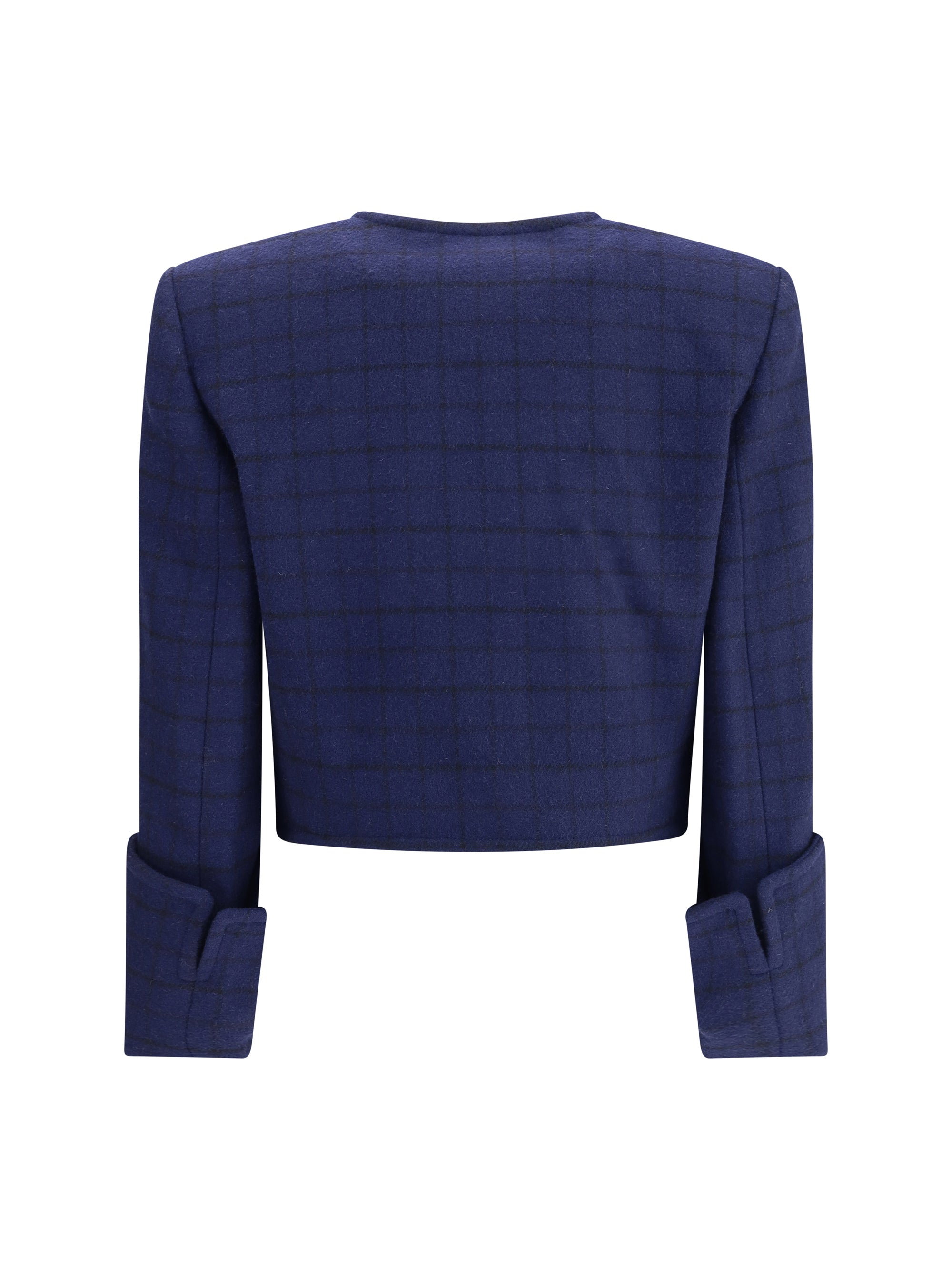 CHLOÉ 40 boxy jacket in wool plaid