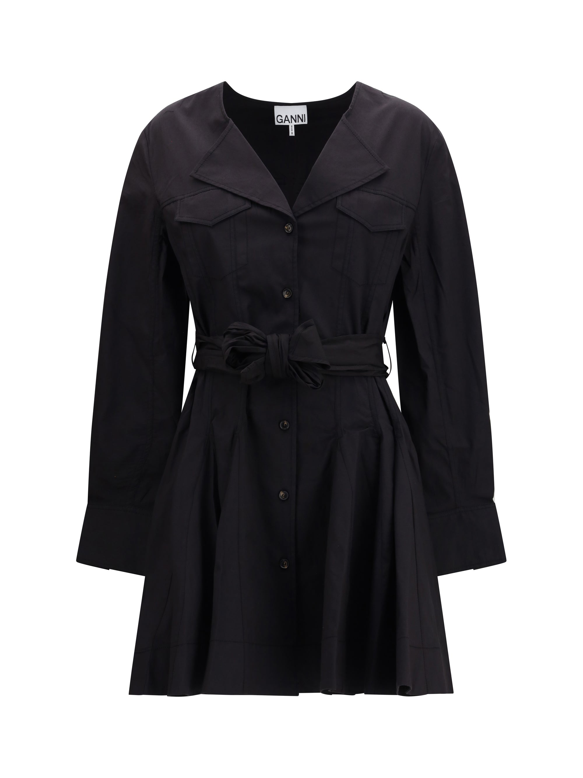 Ganni Short Shirt Dress With Belt | Modecraze MODECRAZE Ganni Short Shirt Dress With Belt | Modecraze MODECRAZE