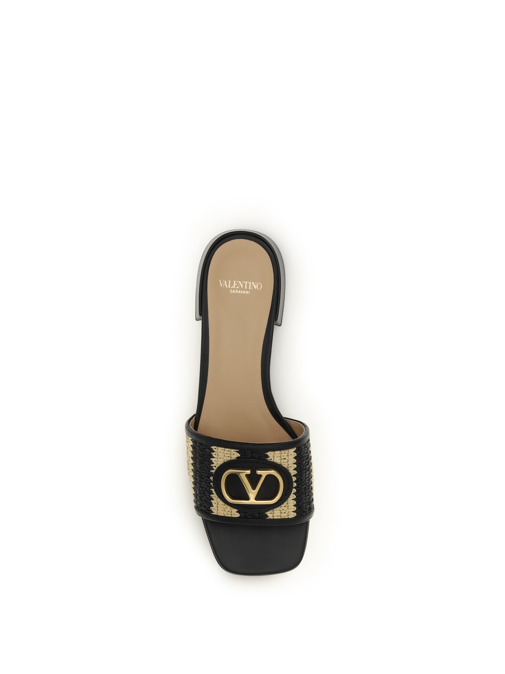 VALENTINO GARAVANI 36 vlogo signature raffia slide sandals
