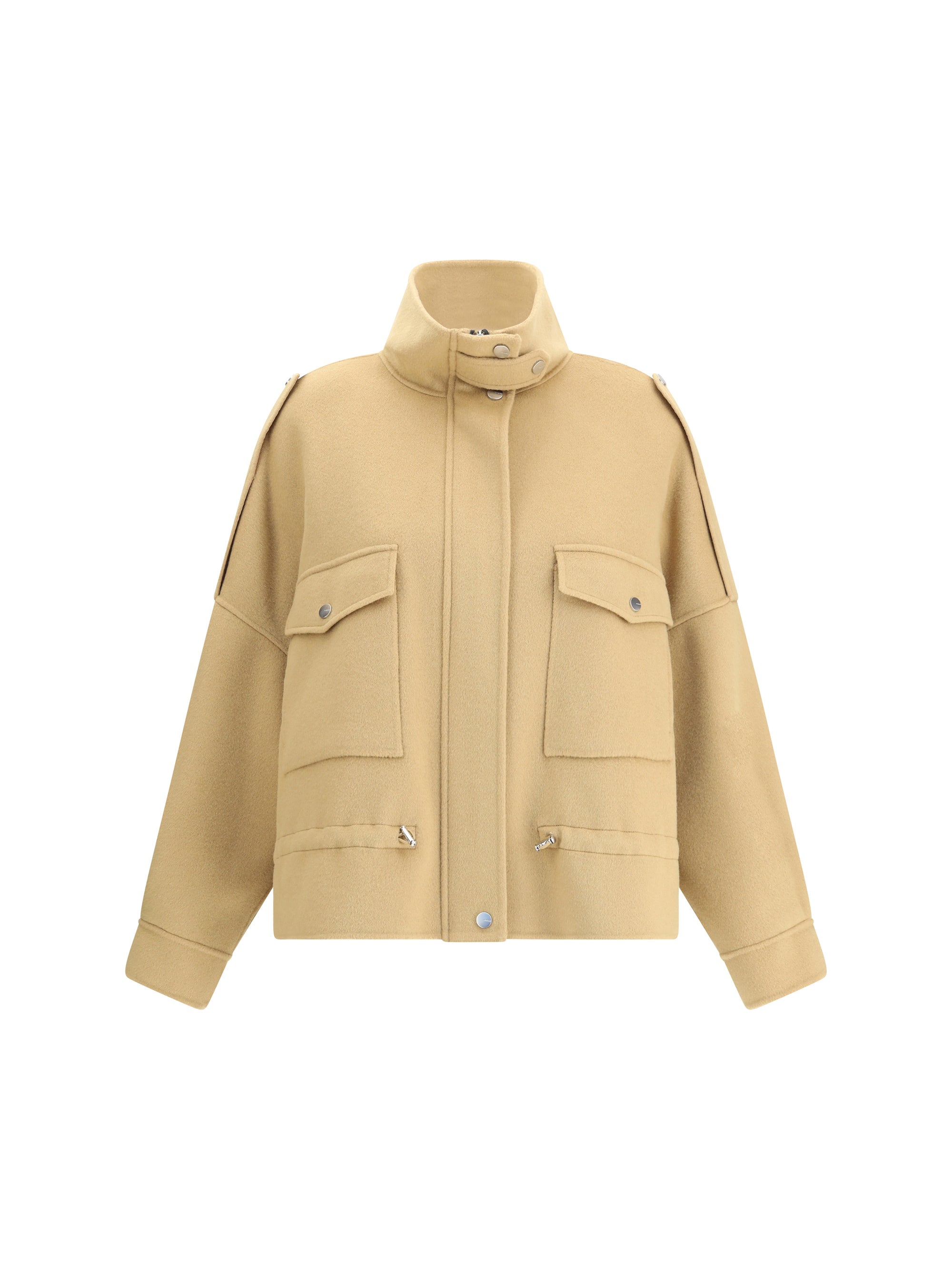 PINKO M double wool-blend fabric caban with high collar