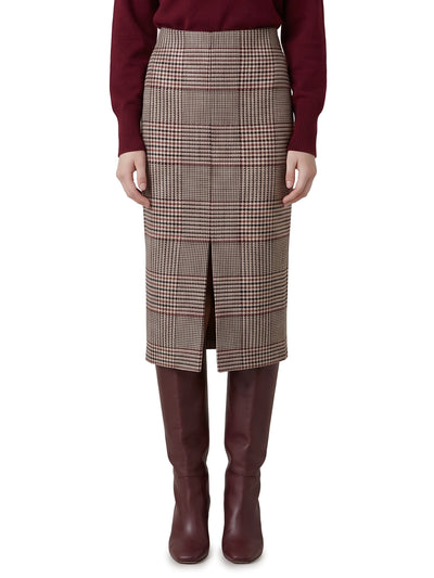 glen plaid midi skirt