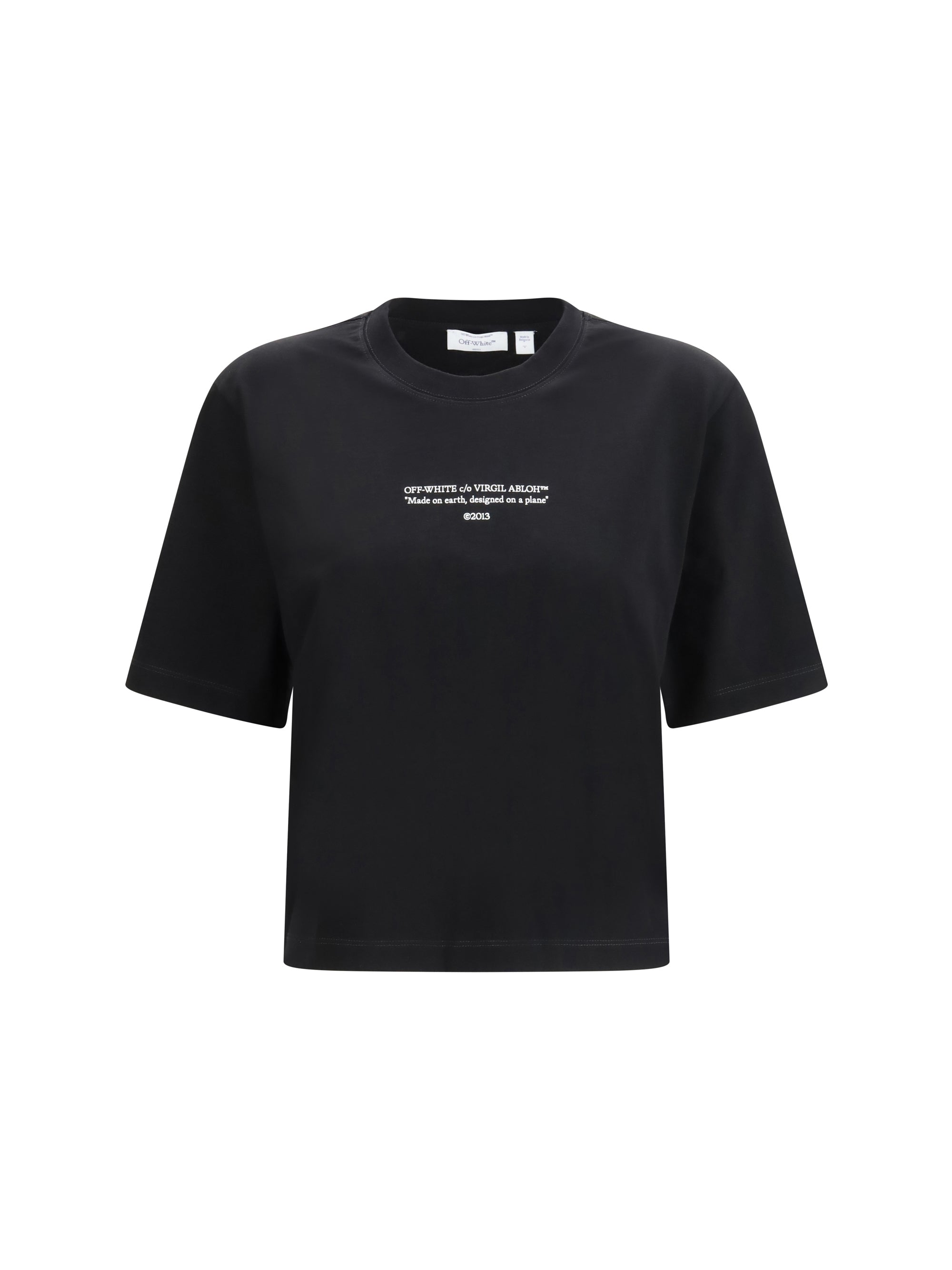 OFF-WHITE L made on earth, designed on a plane t-shirt