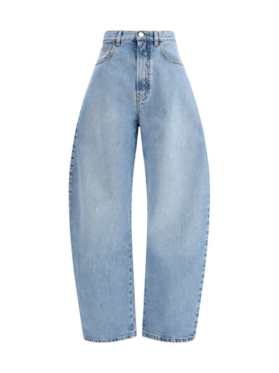 rounded denim trousers