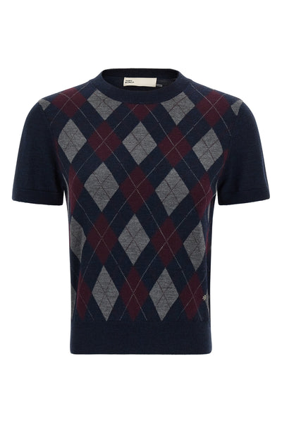 the tory burch short-sleeved sweater reinterprets the classic codes of knitwear