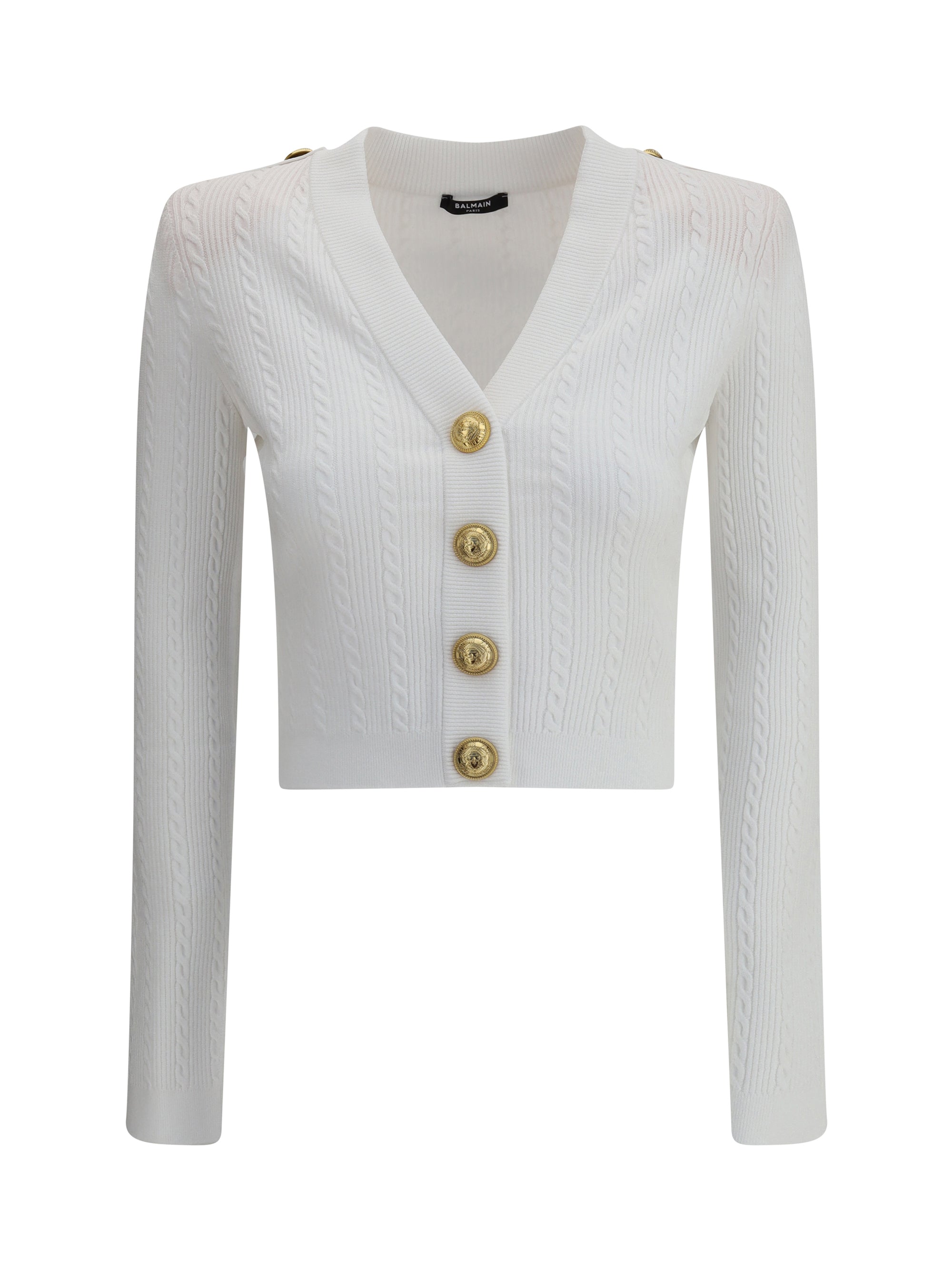 BALMAIN 36 ribbed and braided cardigan