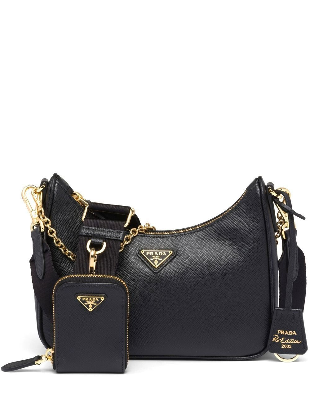 PRADA Re-Edition 2005 Black Saffiano Leather Shoulder Bag – Modecraze Inc.