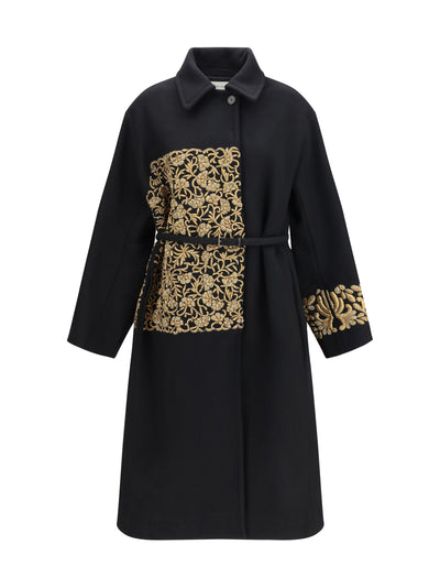 alpaca and wool coat with embroidery