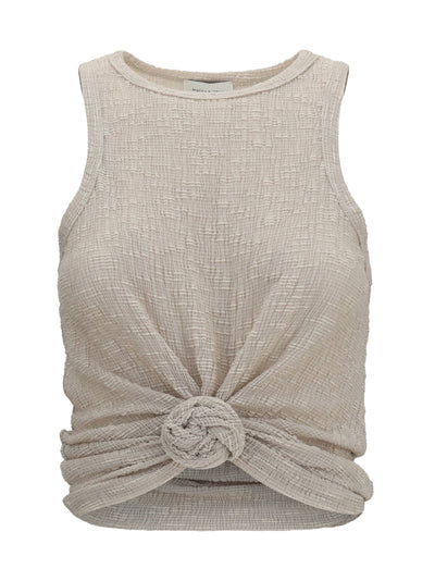 crêpe top with knot