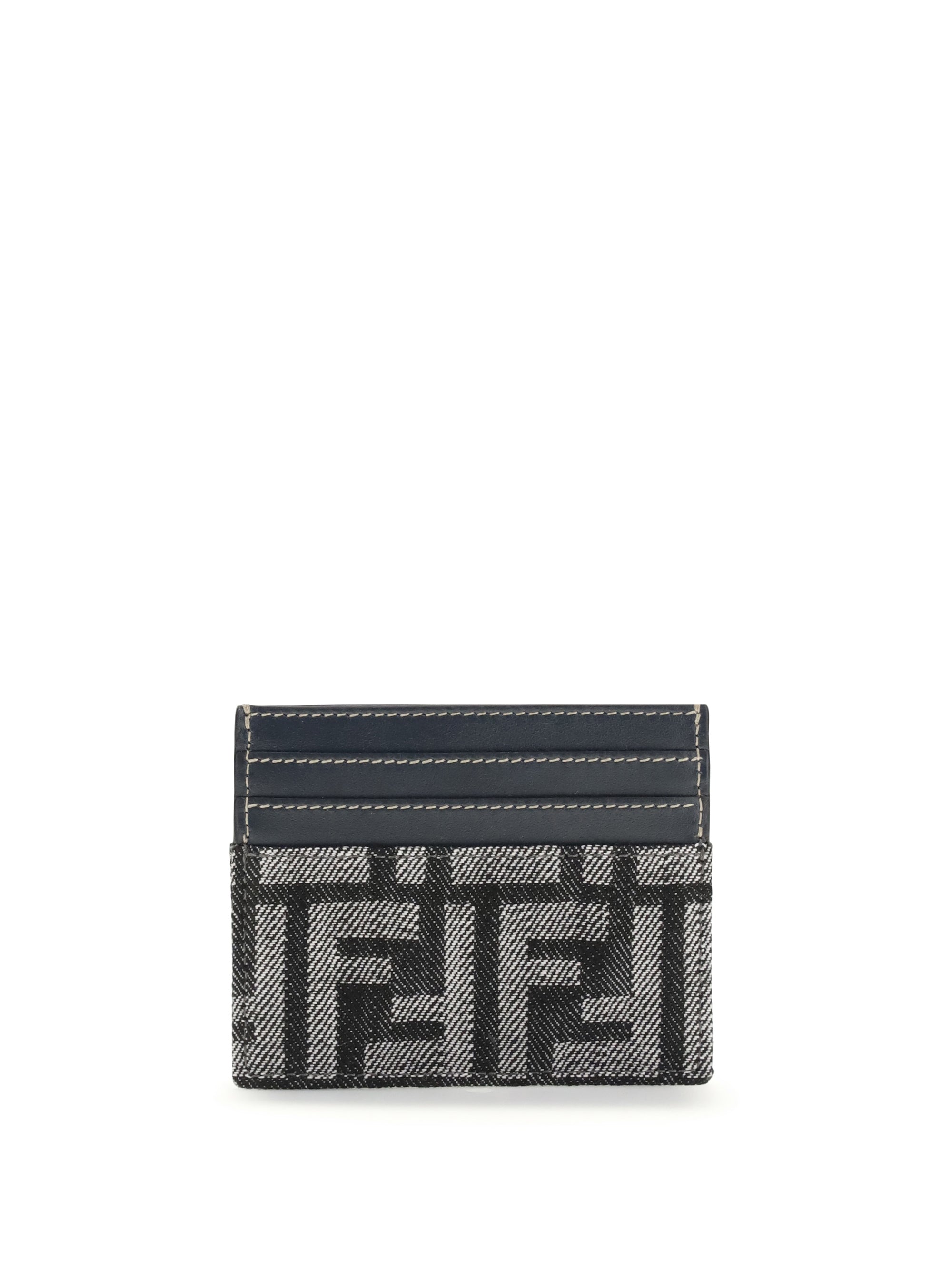 FENDI OS embroidered denim card holder