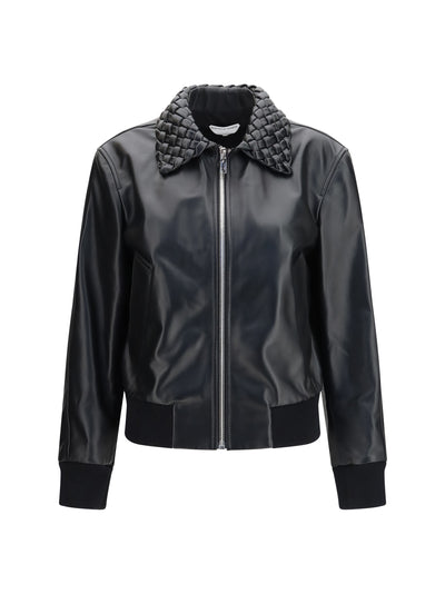 glossy leather padded jacket