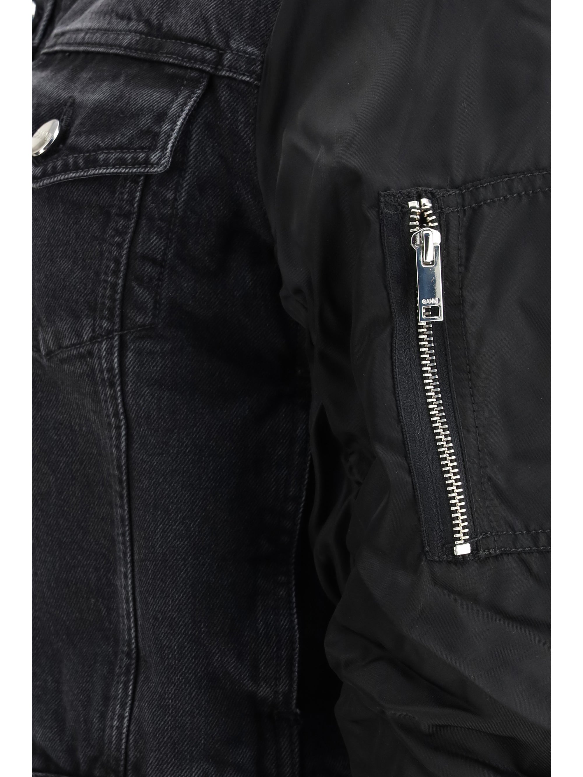 GANNI 36 black rigid denim jacket