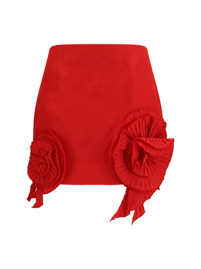 crepe mini skirt with floral appliqué