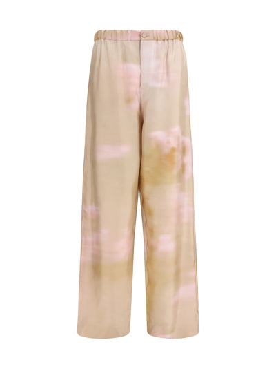 printed silk twill pants