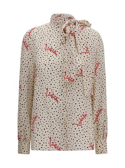 crepe de chine bow-neck shirt