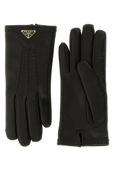 prada gloves feature a tailored construction in soft black lambskin