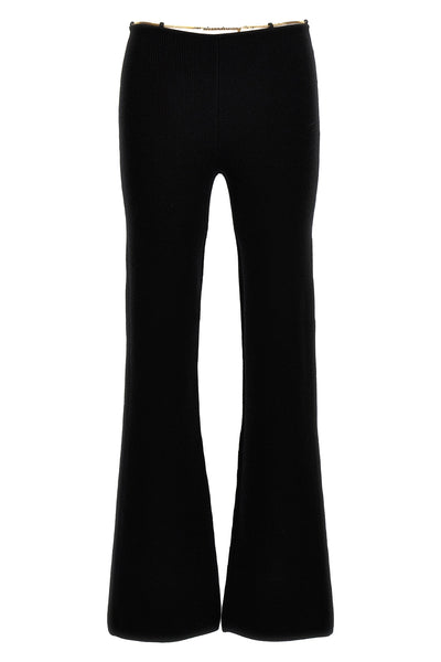 gold nameplate chain wool blend pants