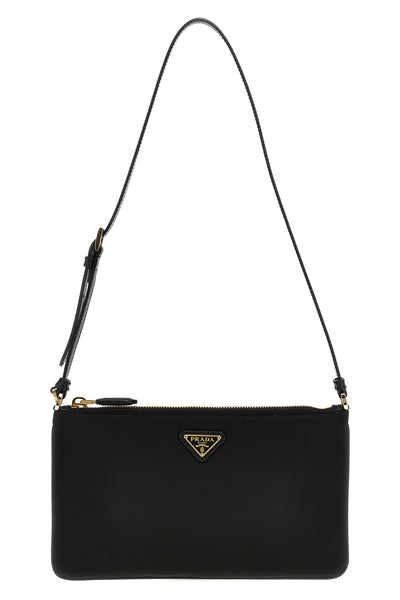 re-nylon and saffiano leather shoulder bag