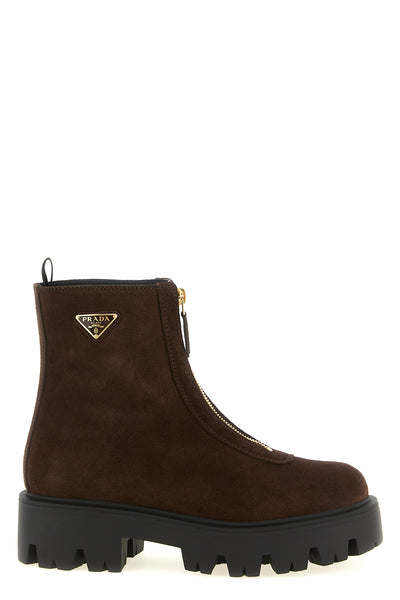 the prada ankle boot redefines the volumes of contemporary footwear through a st