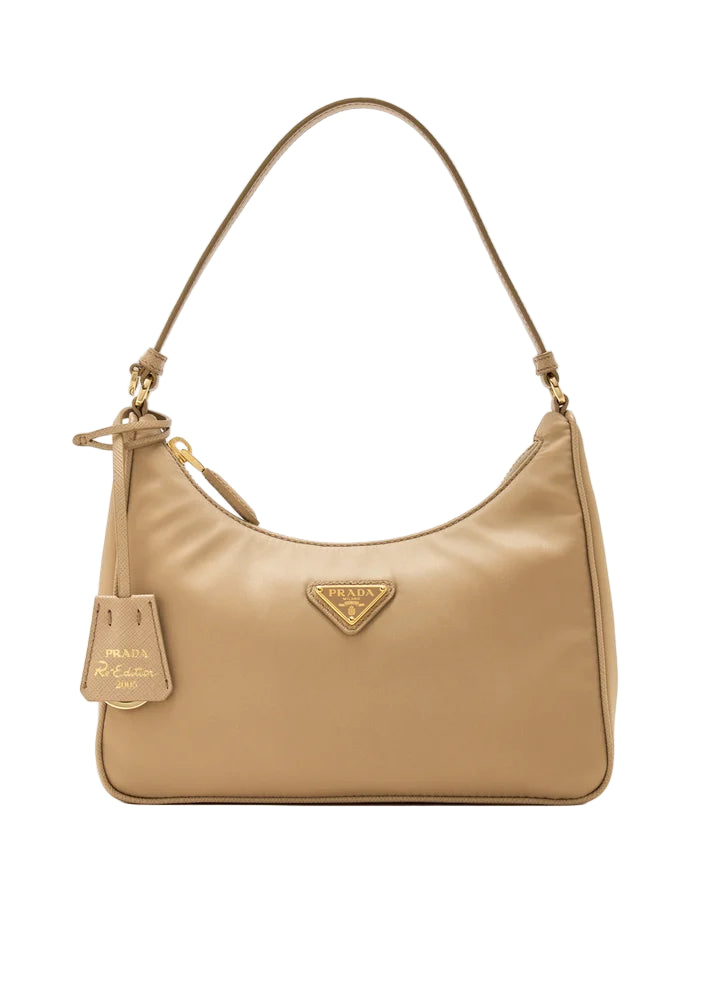 PRADA Re-Edition 2005 Nylon Shoulder Bag – Beige