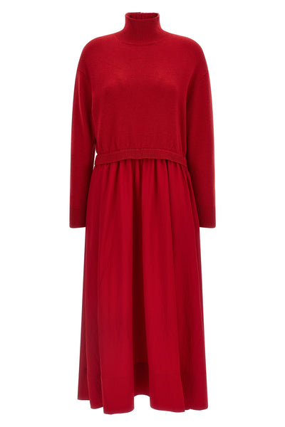 the polo ralph lauren long dress in pure red wool defines a new proportion betwe