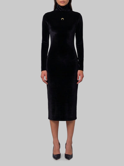 moon logo velvet fleece midi dress