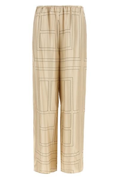 toteme trousers in medium-weight silk twill embroidered